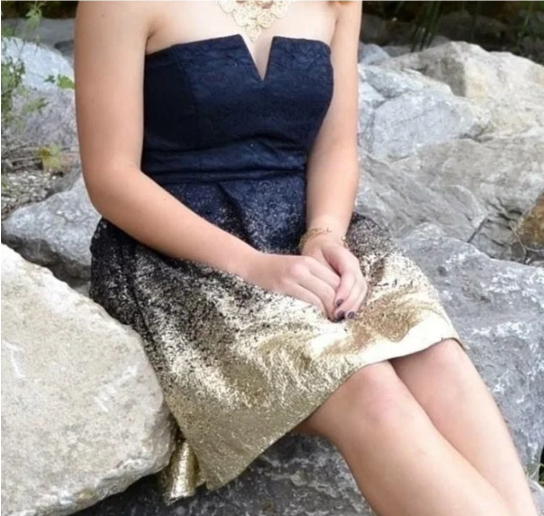 Formal short navy and gold dress 9 9 by Brands Overstock | Brands Overstock
