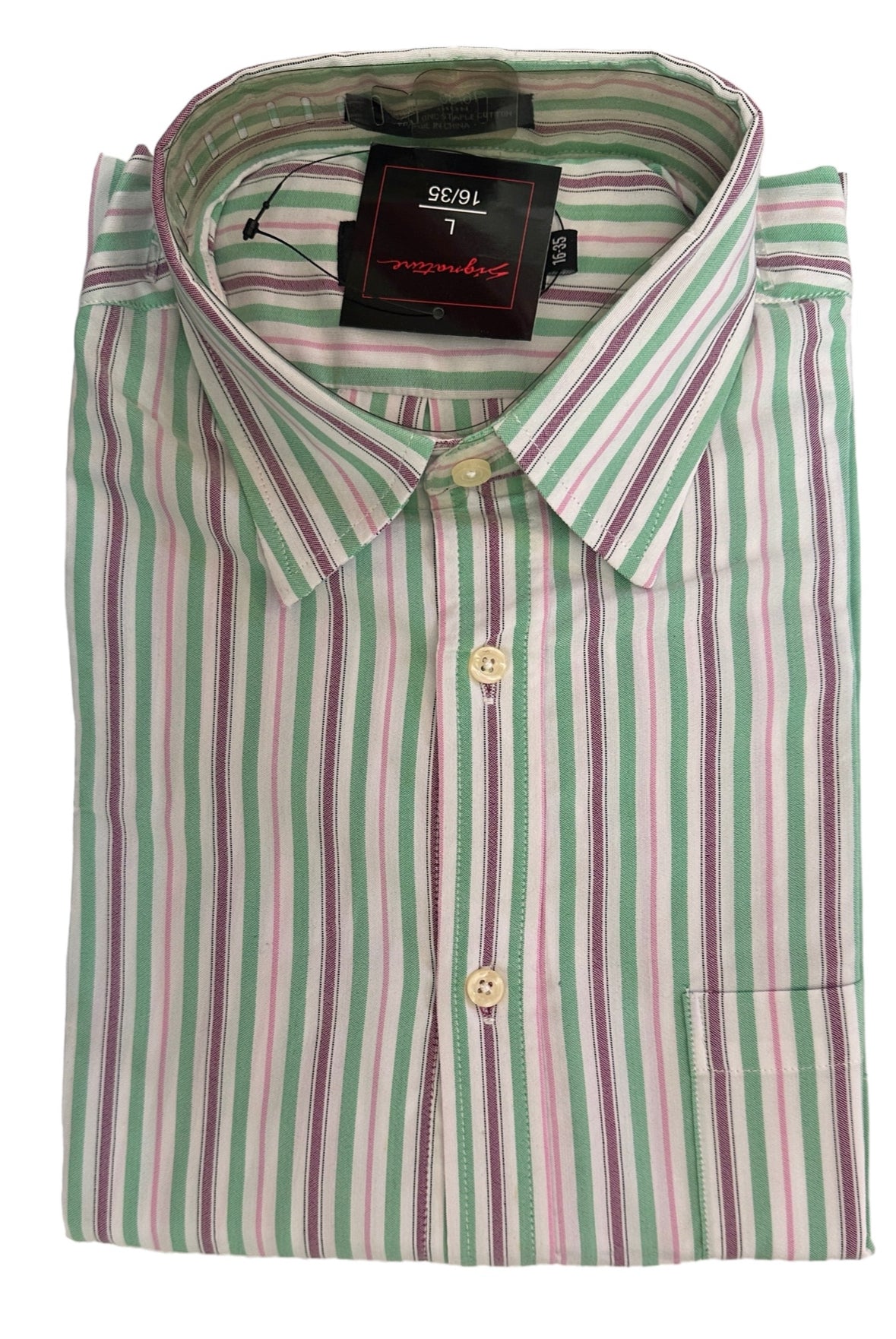 Men Shirt "Kirkland Signature" Stripe 100% Cotton NWT by Brands Overstock | Brands Overstock