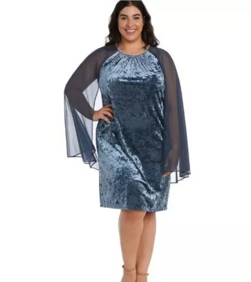 R&M Richards Women's Short Dress With Rhinestone Neck and Chiffon Cape, Charcoal, 8 8 Dresses by Brands Overstock | Brands Overstock