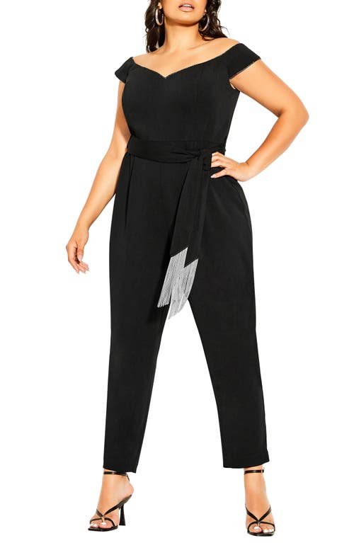 City Chic Mayhem Off the Shoulder Jumpsuit in Black at Nordstrom, Size X-Small Jumpsuits & Rompers by City Chic | Brands Overstock