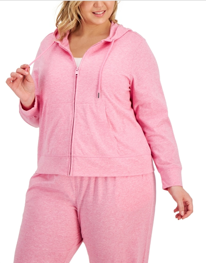 ID Ideology Women S Full Zip Hooded Jacket Pink Size 2X 2X by Brands Overstock | Brands Overstock