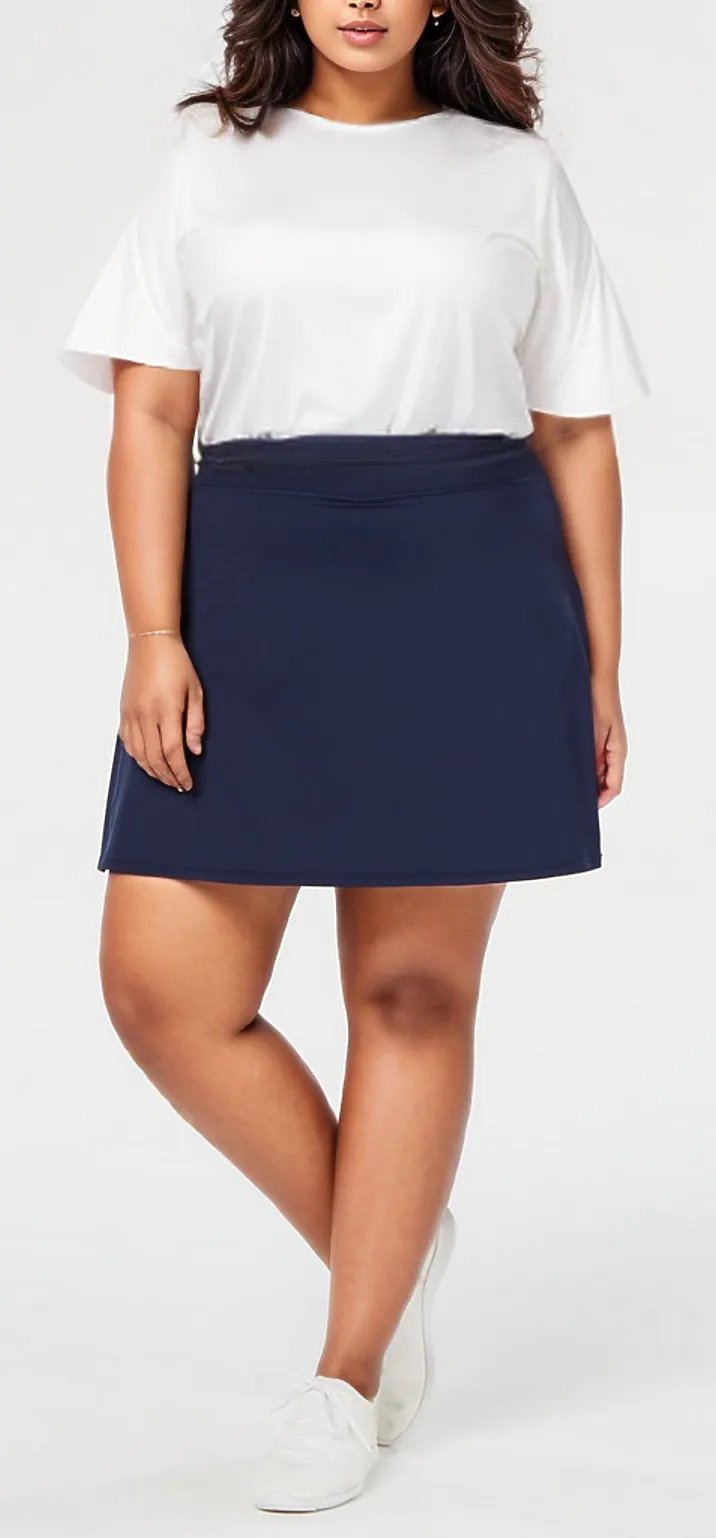 Ideology Women's Plus Size Skort, Navy Serenity, 1X 1X Dresses by Brands Overstock | Brands Overstock