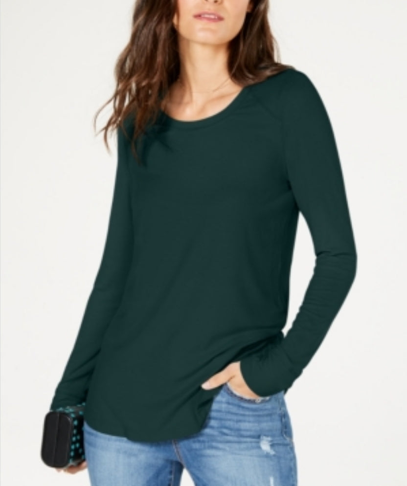 Inc Ribbed Long-Sleeve T-Shirt, L- Hunter Forest L Dresses by Prom girl | Brands Overstock
