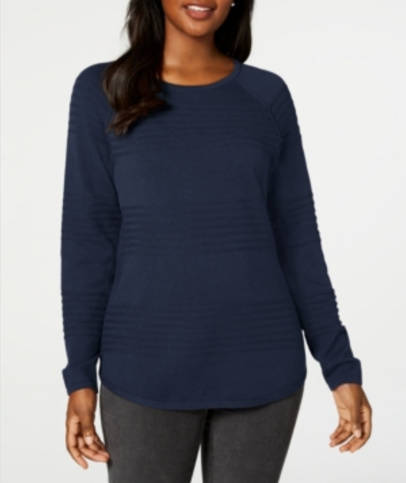 Karen Scott Curved Hem Textured Pullover Sweater Navy Size XXL XXL Dresses by Prom girl | Brands Overstock