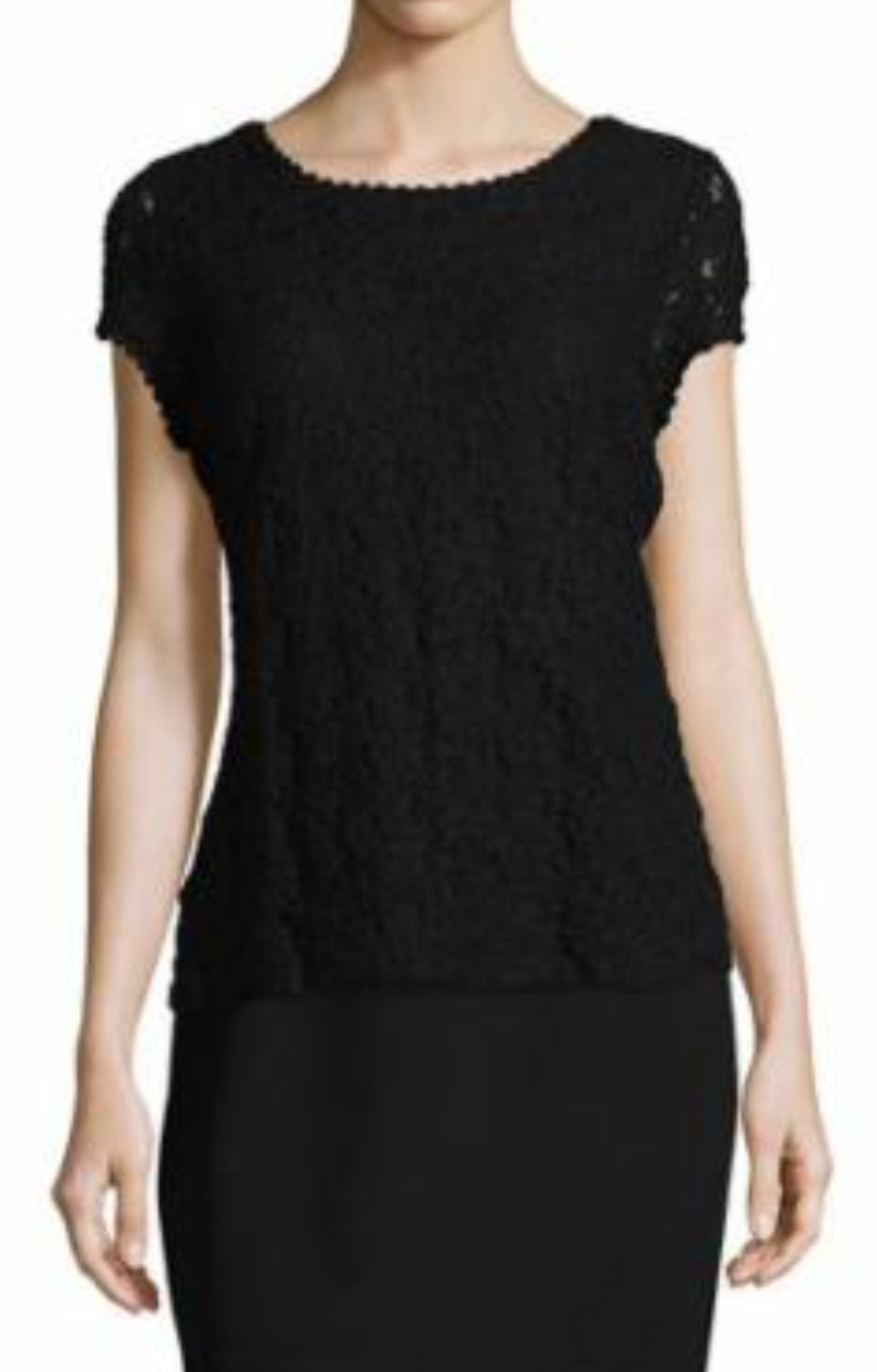 Karl Lagerfeld Paris Women's Lace Cap Sleeve Tee - Black - Size L L Dresses by Brands Overstock | Brands Overstock
