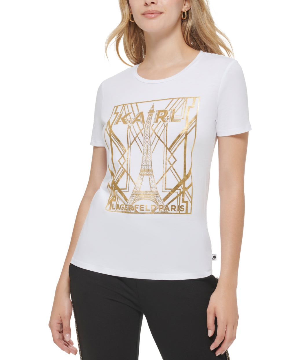Karl Lagerfeld Paris Women's Metallic-Logo T-Shirt by Brands Overstock | Brands Overstock