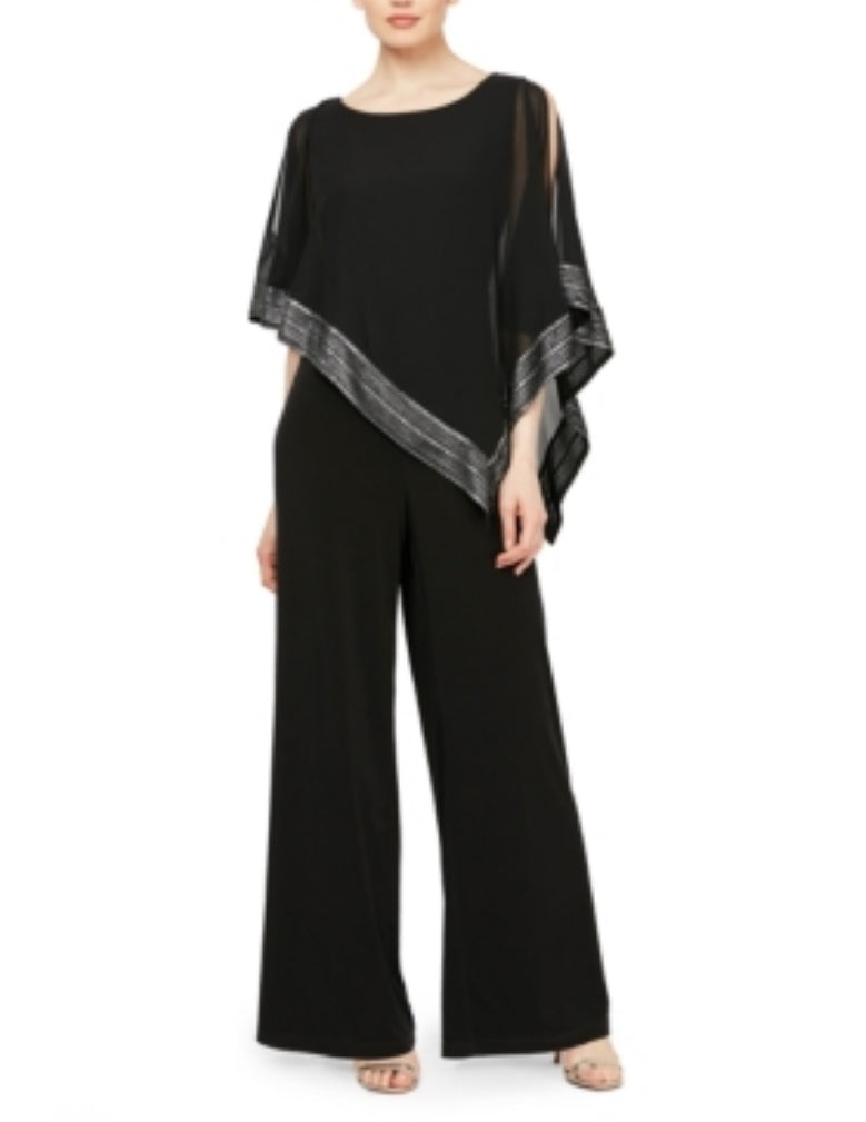 Sl Fashions Asymmetrical Cape Jumpsuit - Black 6 6 Dresses by Prom girl | Brands Overstock