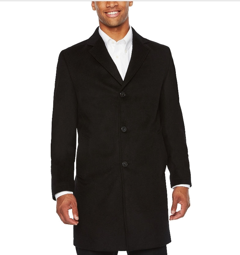 Stafford Water Resistant Interior Pockets Woven Topcoat, Mens, Size 52 Regular, Black 52R by Brands Overstock | Brands Overstock
