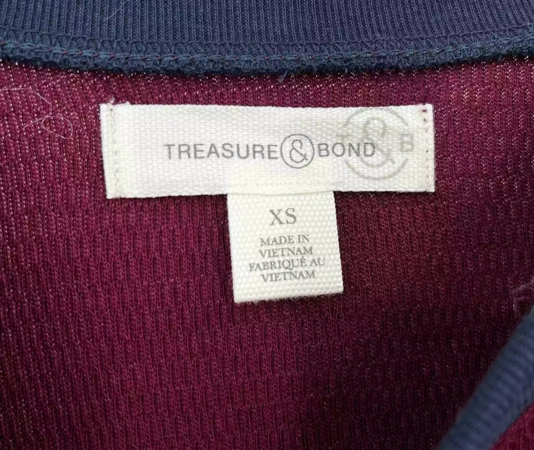 Treasure & Bond Long Sleeve Ringer T-Shirt in Maroon and Navy NWT Size XS XS Dresses by Brands Overstock | Brands Overstock